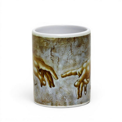 Creation of Adam Espresso Cup 3 oz, Michelangelo Inspired Ceramic Coffee Cup, Renaissance Art Gift