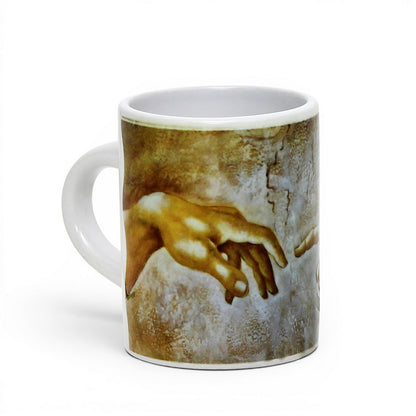 Creation of Adam Espresso Cup 3 oz, Michelangelo Inspired Ceramic Coffee Cup, Renaissance Art Gift
