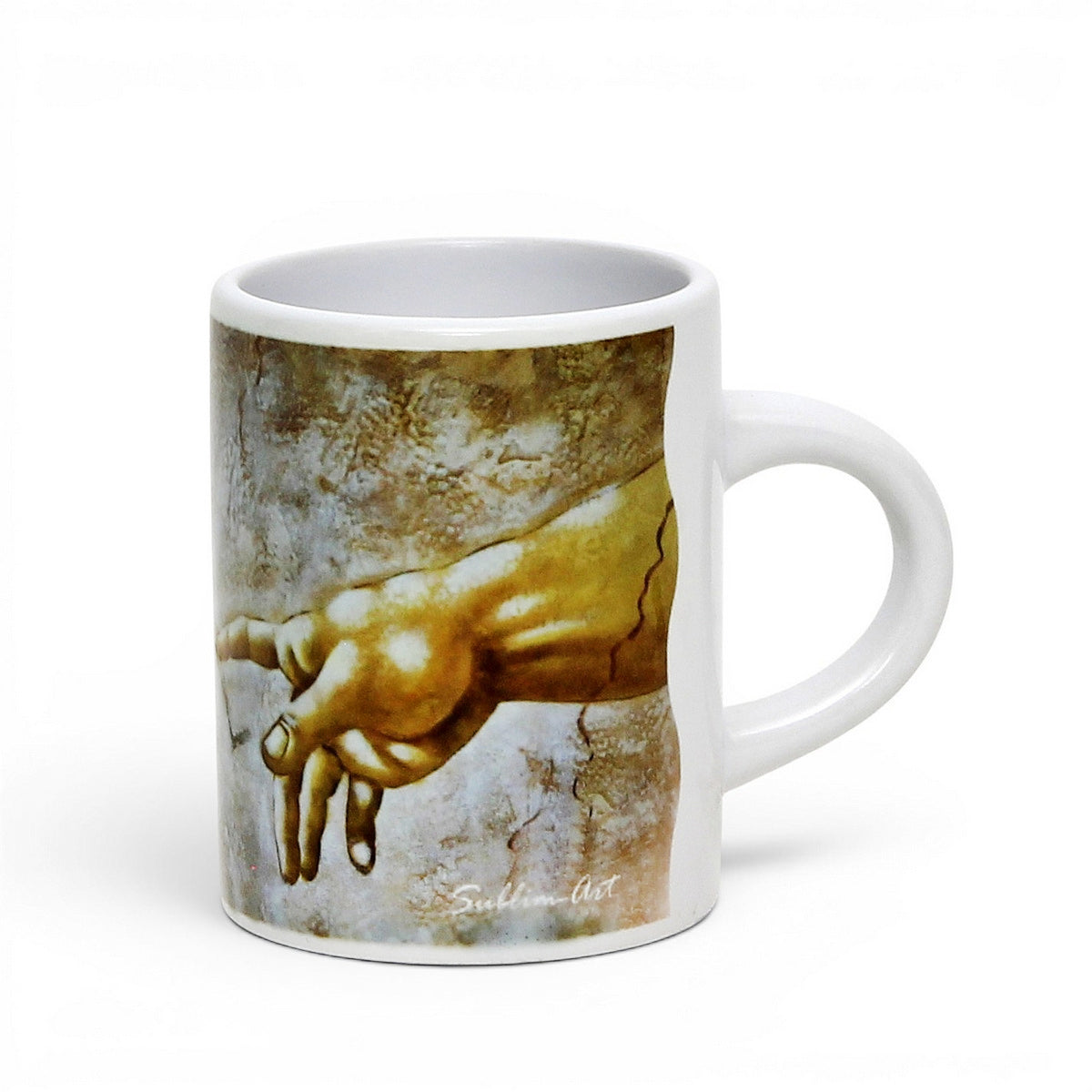 Creation of Adam Espresso Cup 3 oz, Michelangelo Inspired Ceramic Coffee Cup, Renaissance Art Gift