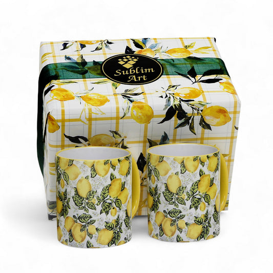 SUBLIMART: Boxed Set of 2 Positano Lemons Art Mugs
