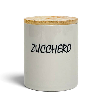 SUBLIMART: Porcelain storage jar with sealing bamboo lid 'ZUCCHERO' (Sugar)