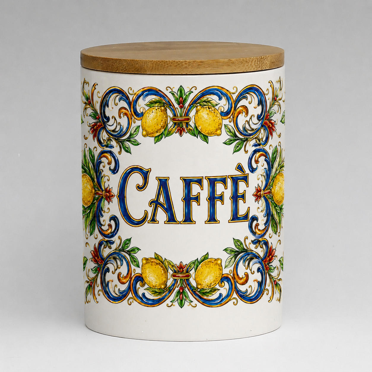 Italian Ceramic Kitchen Canister 25oz with Bamboo Sealing Lid - Caffè  Ceramic Jar