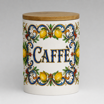 Italian Ceramic Kitchen Canister 25oz with Bamboo Sealing Lid - Caffè  Ceramic Jar