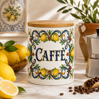 Italian Ceramic Kitchen Canister 25oz with Bamboo Sealing Lid - Caffè  Ceramic Jar