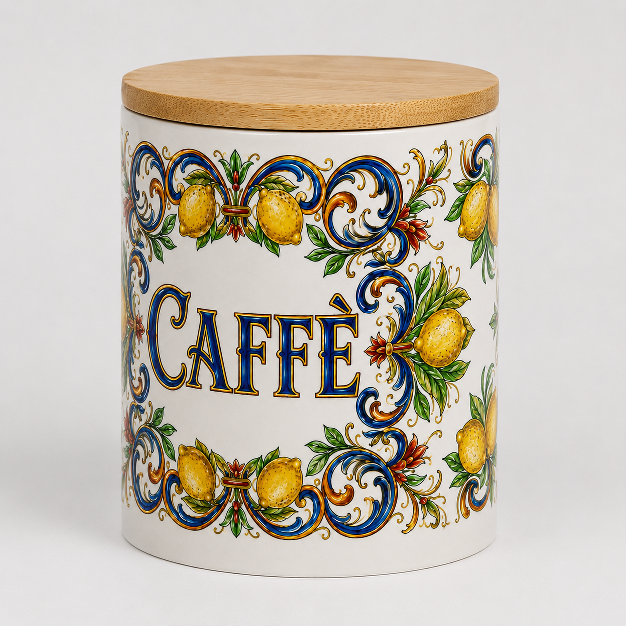 Italian Ceramic Kitchen Canister 25oz with Bamboo Sealing Lid - Caffè  Ceramic Jar