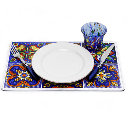 PLACEMAT: Faux Vegan Leather stitched placemat Set 11"X17" (SET OF 6)