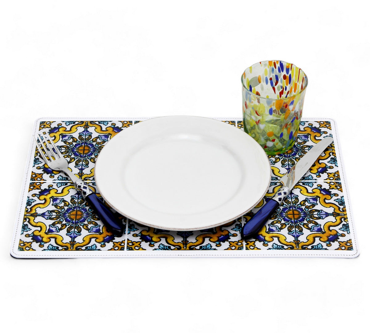 PLACEMAT: Faux Vegan Leather stitched placemat Set 11"X17" (SET OF 6)