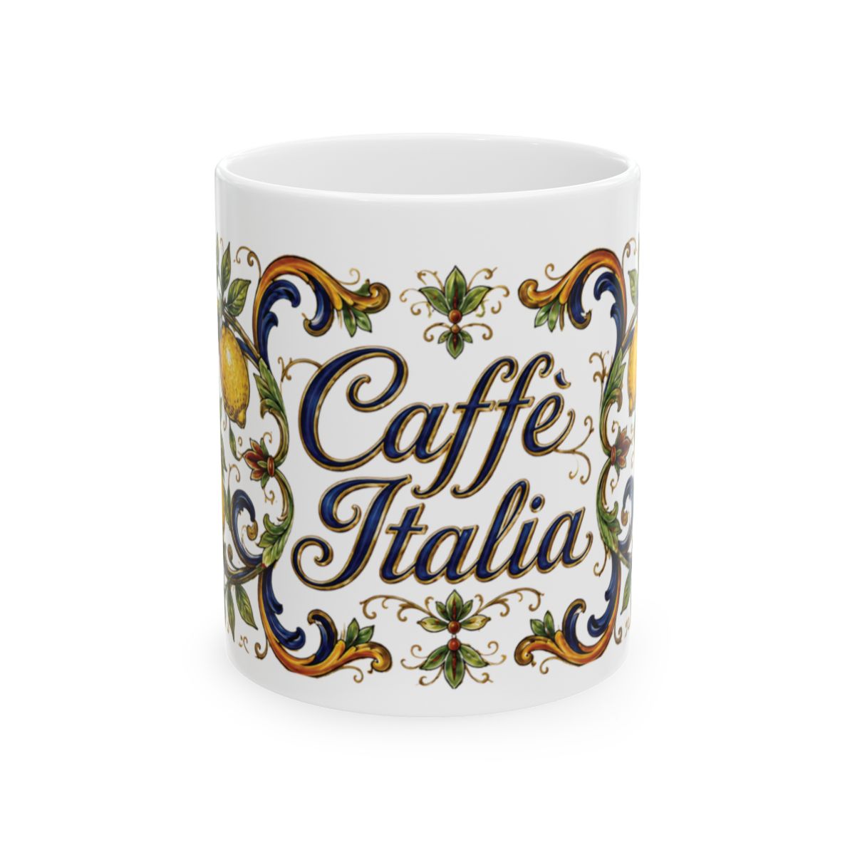 ESPRESSO CUP: Ceramic Mini Mug - Tuscan Lemon Design "Caffè Italia"