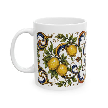 ESPRESSO CUP: Ceramic Mini Mug - Tuscan Lemon Design "Caffè Italia"