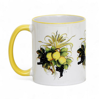 SUBLIMART: Italian Style Ceramic Mug with Lemon and Grape Harvest Design