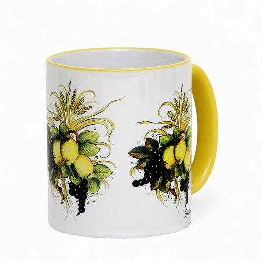 SUBLIMART: Italian Style Ceramic Mug with Lemon and Grape Harvest Design