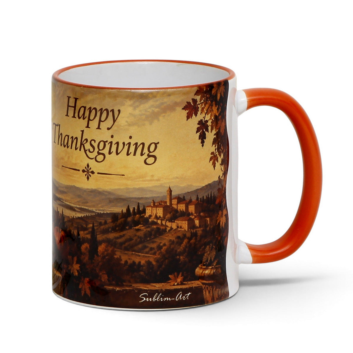 SUBLIMART: Thanksgiving Mug with Orange Handle (11 Oz.)