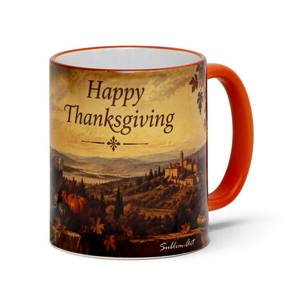 SUBLIMART: Thanksgiving Mug with Orange Handle (11 Oz.)