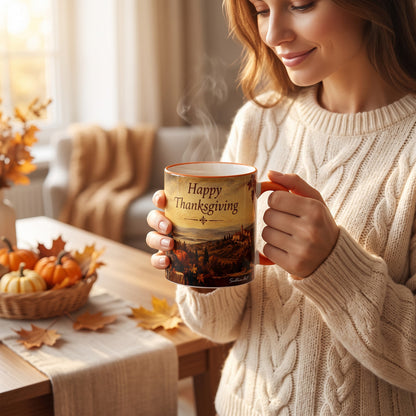 SUBLIMART: Thanksgiving Mug with Orange Handle (11 Oz.)