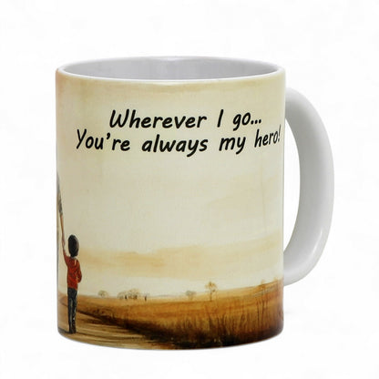 SUBLIMART: Father's Day Mug with BOY "Wherever I go... You're always my hero!" Gift for Dad by RC Designs