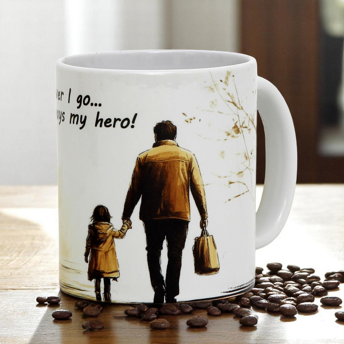 SUBLIMART: Father's Day Mug with GIRL "Wherever I go... You're always my hero!" Gift for Dad by RC Designs