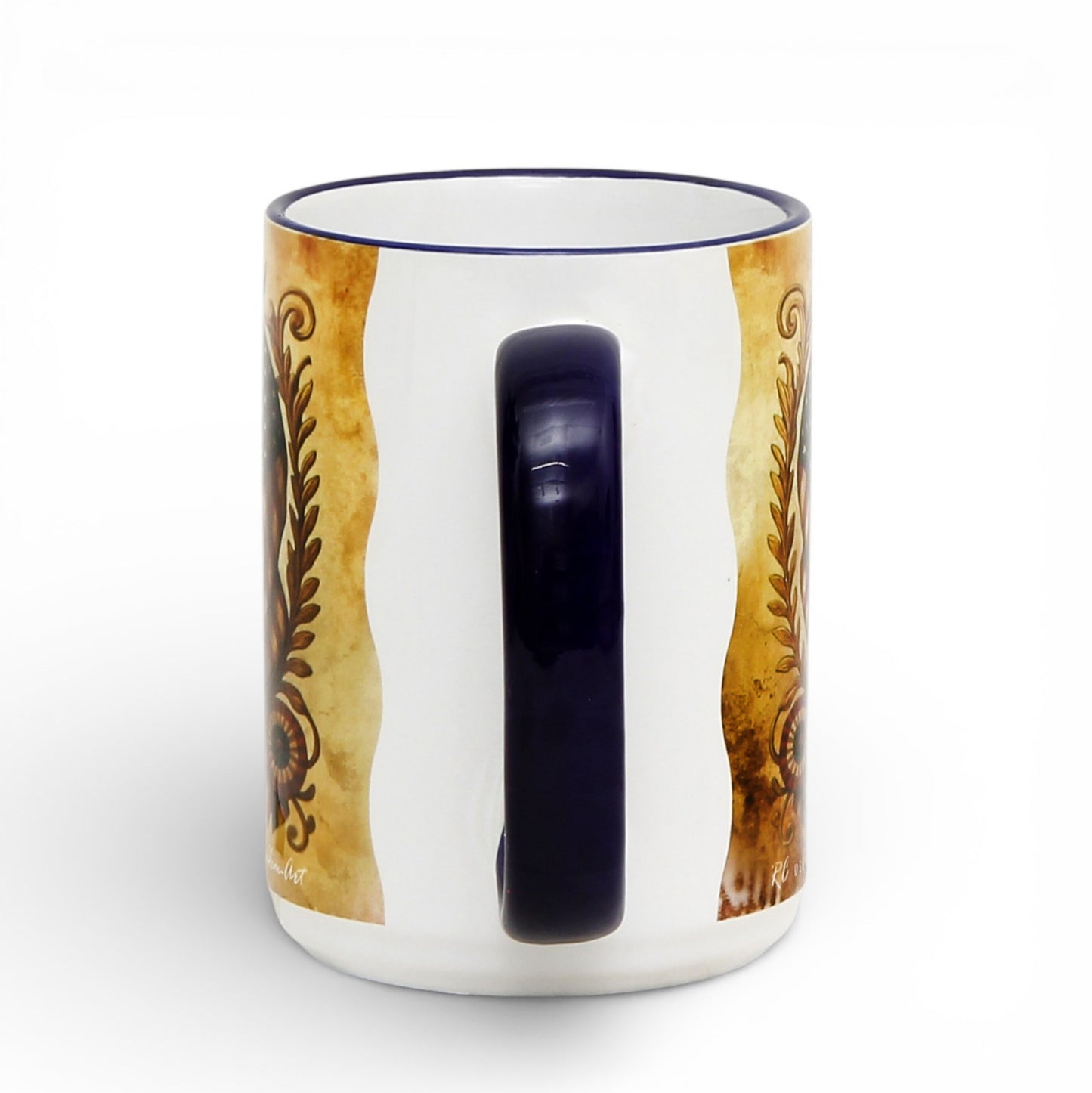 SUBLIMART: USA-250 Anniversary Mug - Blue Handle & Rim Old World Design (15 Oz)