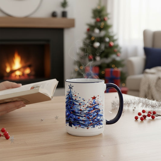 SUBLIMART: Blue Magical Christmas 15 oz porcelain mug