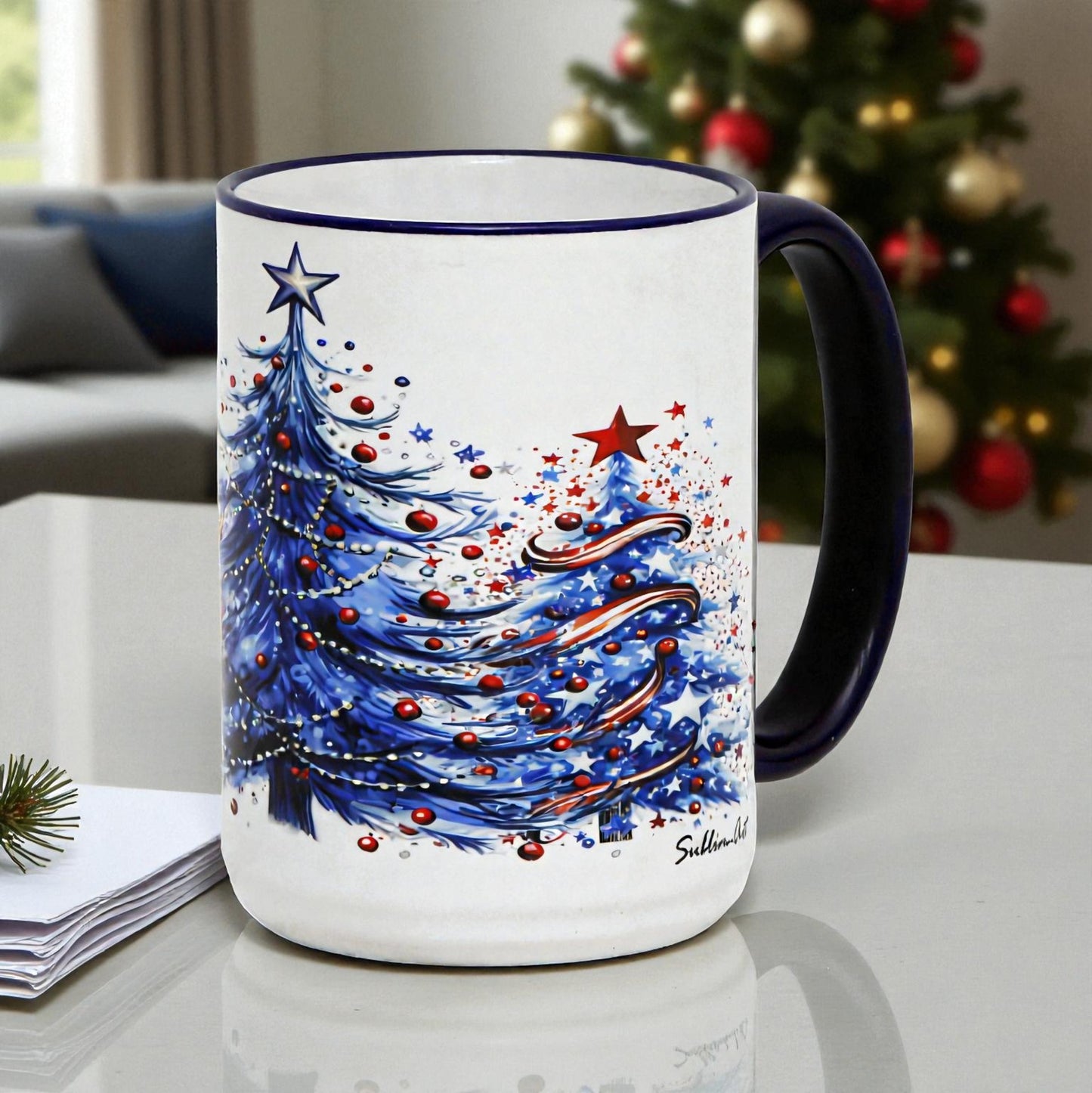 SUBLIMART: Blue Magical Christmas 15 oz porcelain mug