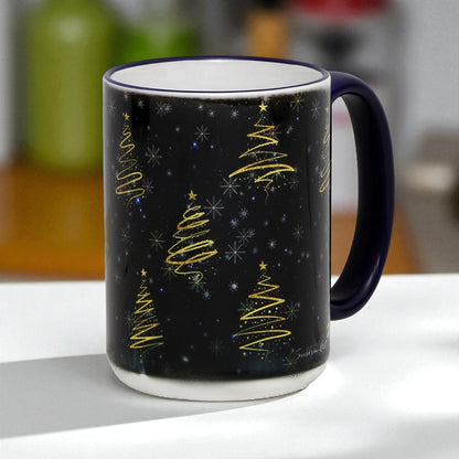 SUBLIMART: Golden Christmas tree 15 Oz Porcelain Mug