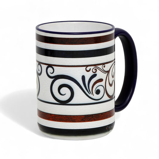 SUBLIMART: The Scroll & Stripe Designs by Mario Bruno 15 Oz. Porcelain Tall Mug