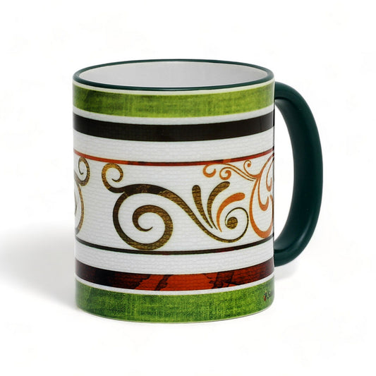 SUBLIMART: Ricco Italia Mug Green Handle+Rim - by Mario Bruno (Design 6400)