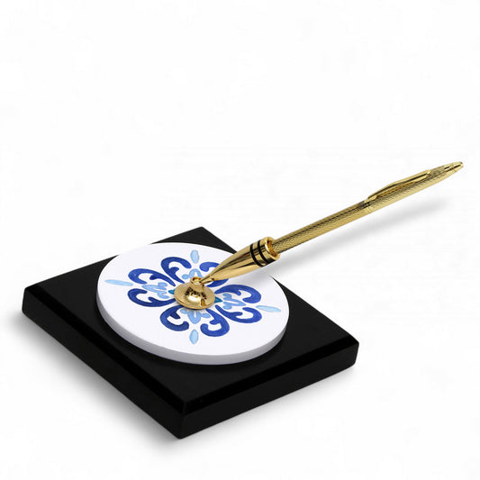 SUBLIMART: Traditional Italian-Inspired Wood/Ceramic Pen Holder with pen (Design 04)