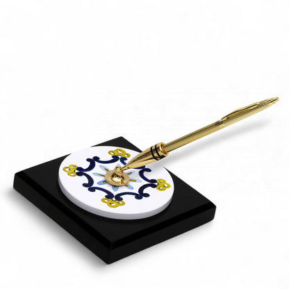 SUBLIMART: Traditional Italian-Inspired Wood/Ceramic Pen Holder with pen (Design 05)