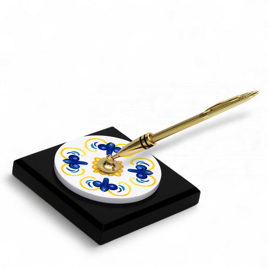 SUBLIMART: Traditional Italian-Inspired Wood/Ceramic Pen Holder with pen (Design 08)