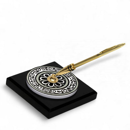 SUBLIMART: Traditional Italian-Inspired Wood/Ceramic Pen Holder with pen (Design 09)