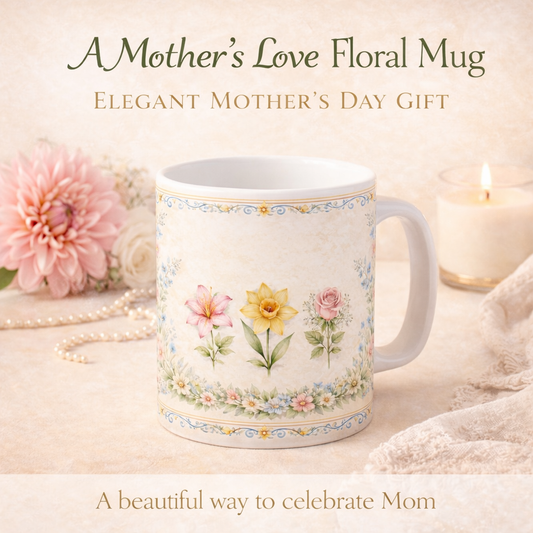 A Mother’s Love Ceramic Mug – Elegant Floral Gift for Mom