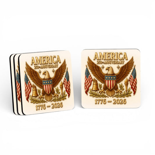 SUBLIMART: MDF Hardboard Set of 4 Coasters - USA 250th Design