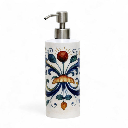 RICCO ITALIA DERUTA: Soap & Lotion dispenser with Satin Chrome metal pourer Ricco Italia Deruta Style