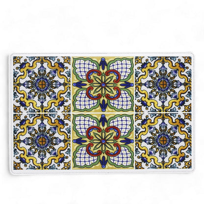 PLACEMAT: Faux Vegan Leather stitched placemat Set 11"X17" (SET OF 6)