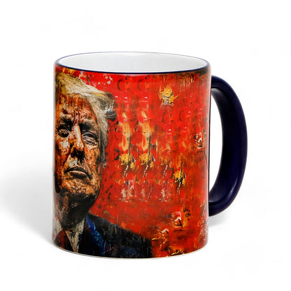 Luxury President Trump portrait mug - Choose from White, Blue, or Red Handle+Rim (11 Oz)