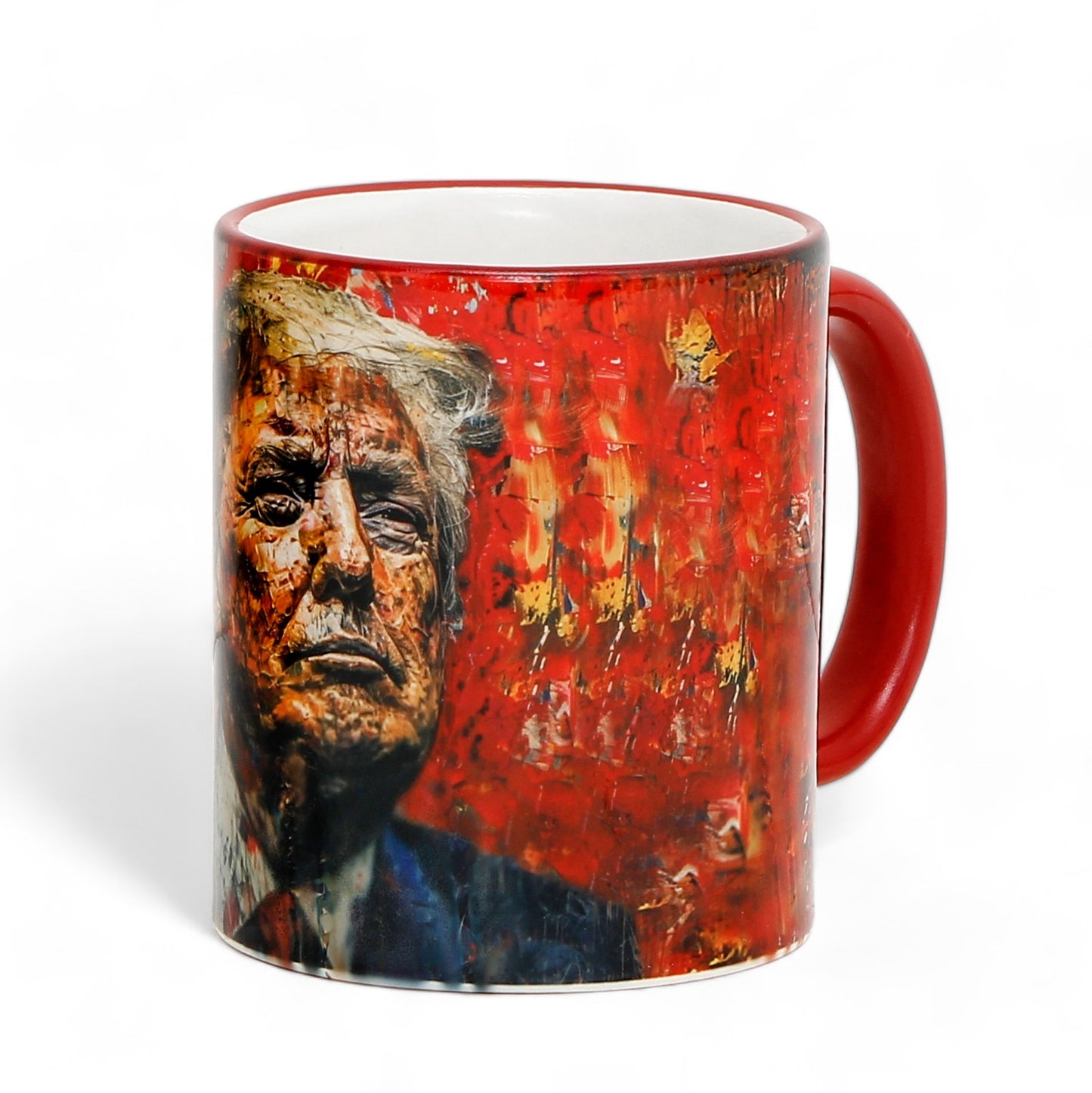 Luxury President Trump portrait mug - Choose from White, Blue, or Red Handle+Rim (11 Oz)