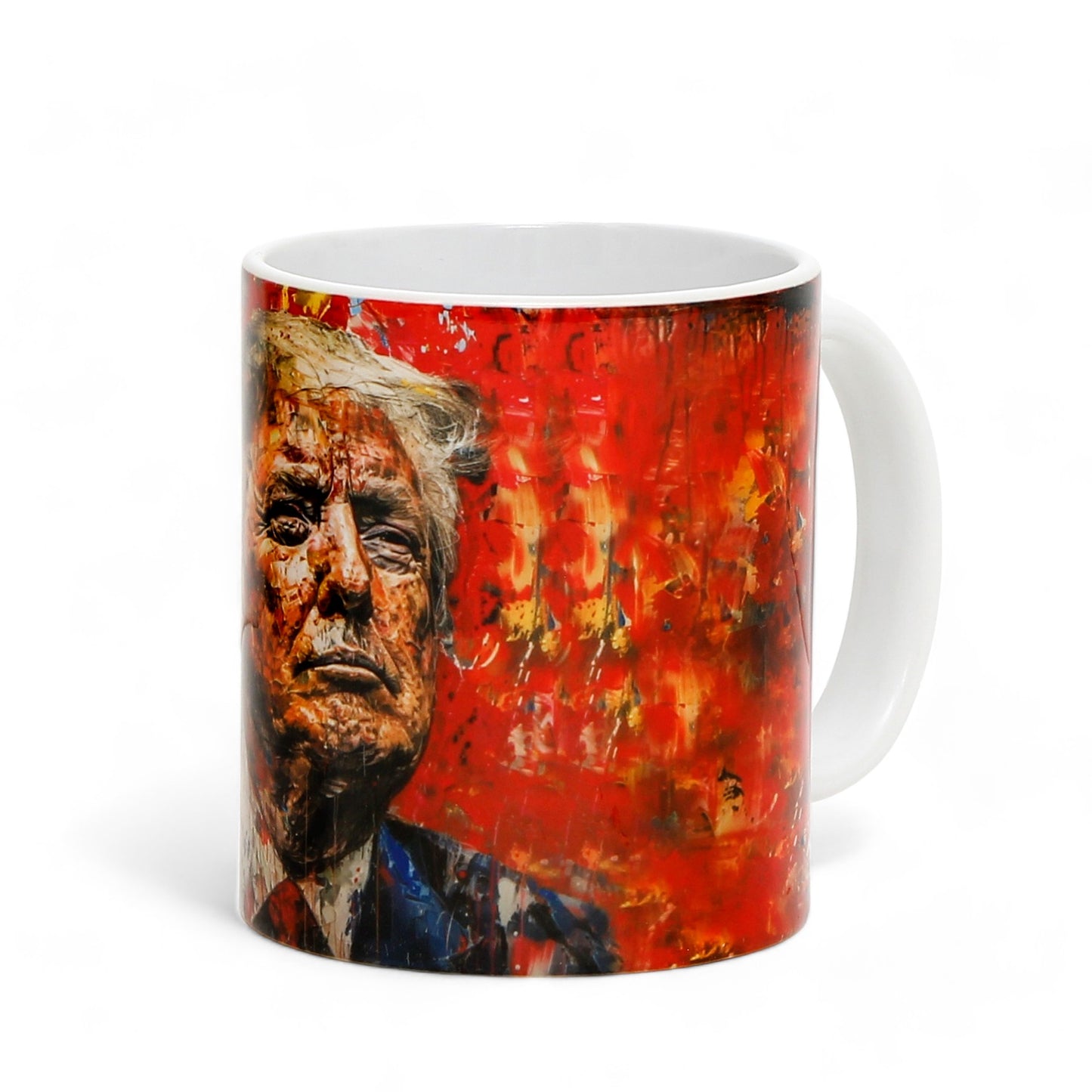 Luxury President Trump portrait mug - Choose from White, Blue, or Red Handle+Rim (11 Oz)
