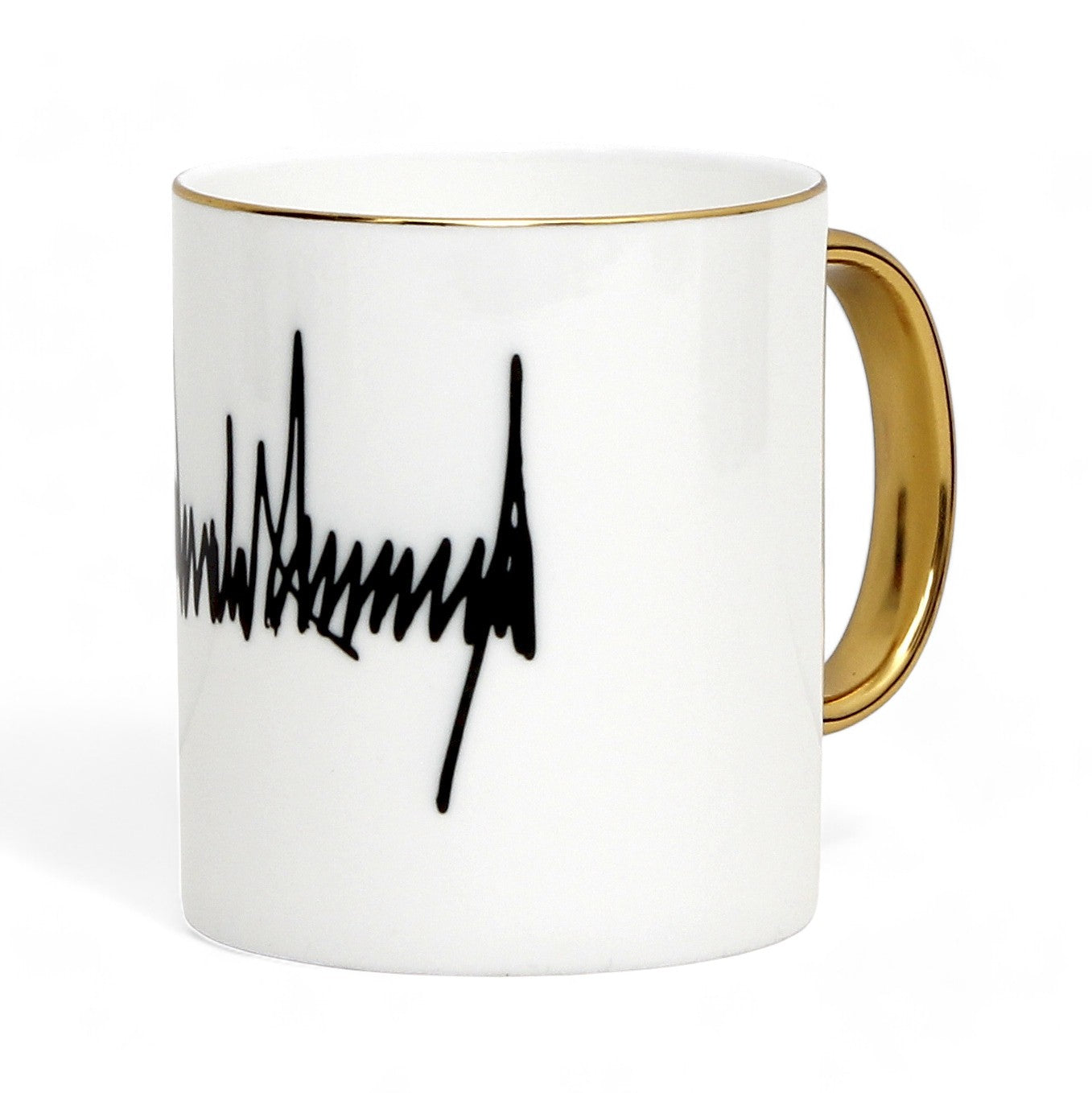 The ultimate Luxury Trump Signature Mug! A genuine Bone China Mug, featuring a gold handle and rim. (11 Oz)