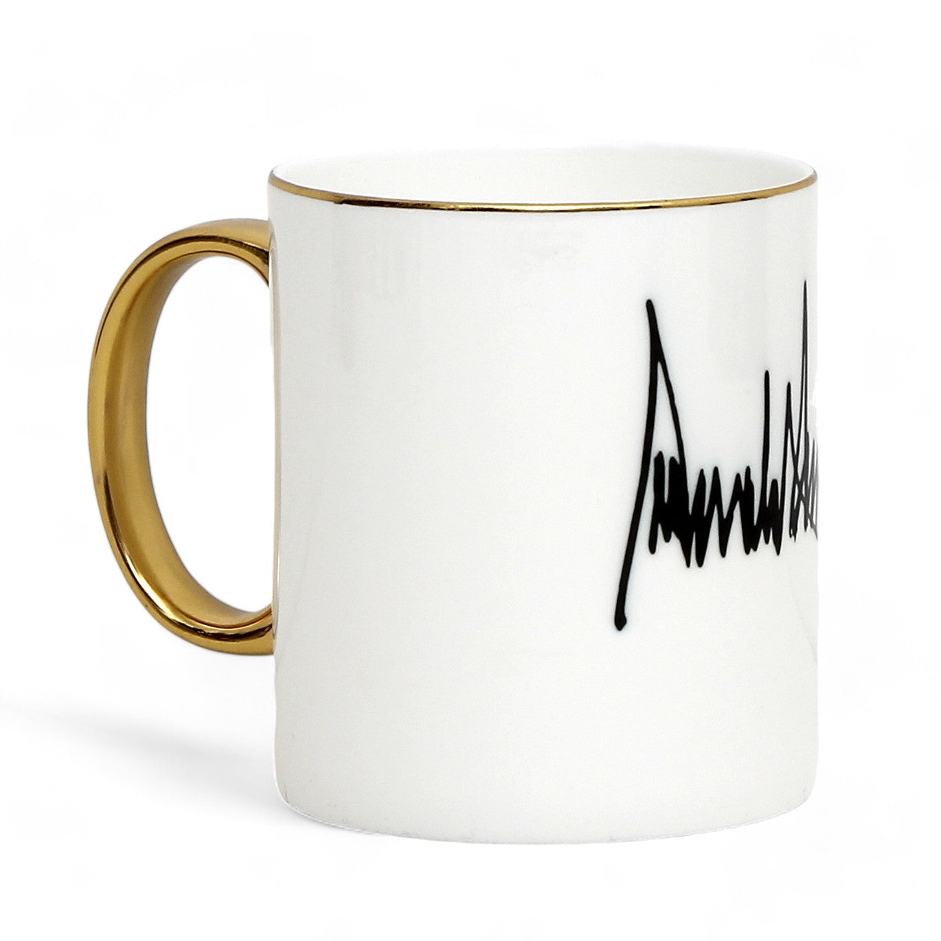 The ultimate Luxury Trump Signature Mug! A genuine Bone China Mug, featuring a gold handle and rim. (11 Oz)