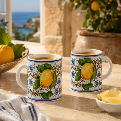 Tuscan Blue Lemon Ceramic Coffe cup