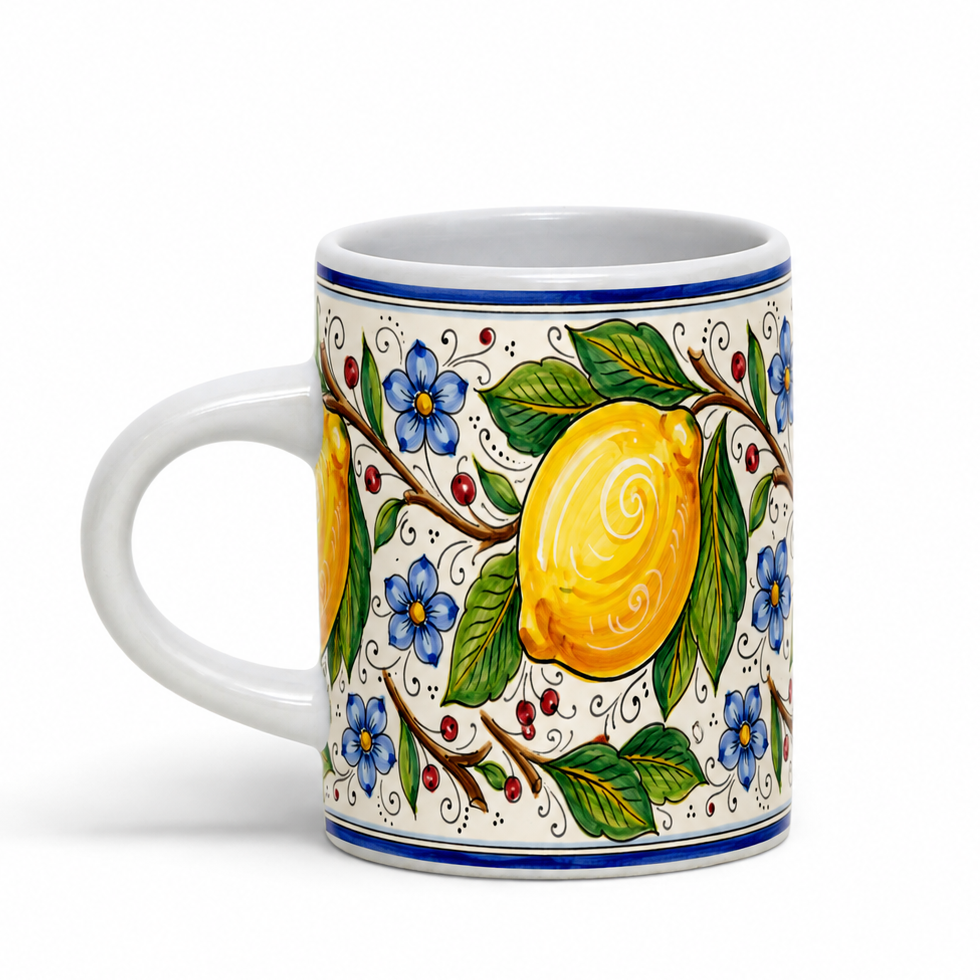 Tuscan Blue Lemon Ceramic Coffe cup - Sublimation Printed Ceramic Coffee Cup USA
