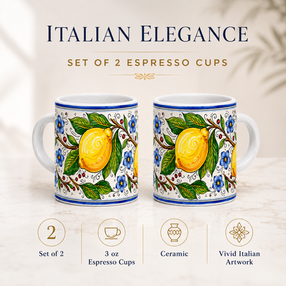 Tuscan Blue Lemon Ceramic Coffe cup