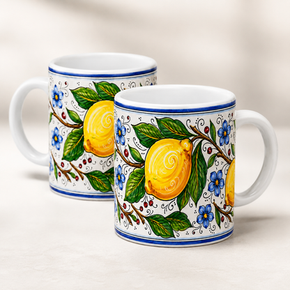 Tuscan Blue Lemon Ceramic Coffe cup
