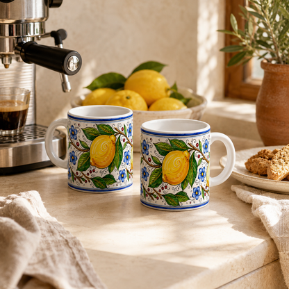 Tuscan Blue Lemon Ceramic Coffe cup
