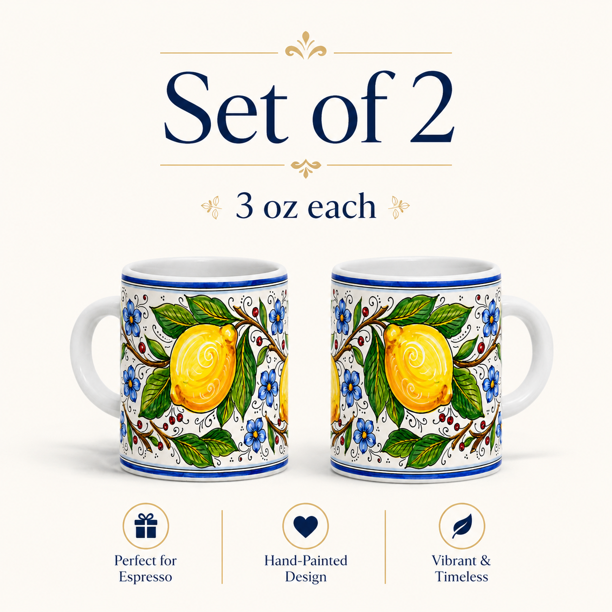 Tuscan Blue Lemon Ceramic Coffe cup