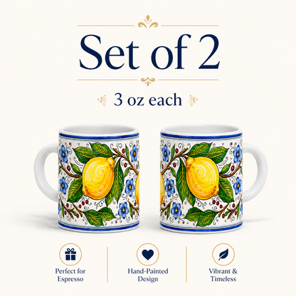 Tuscan Blue Lemon Ceramic Coffe cup