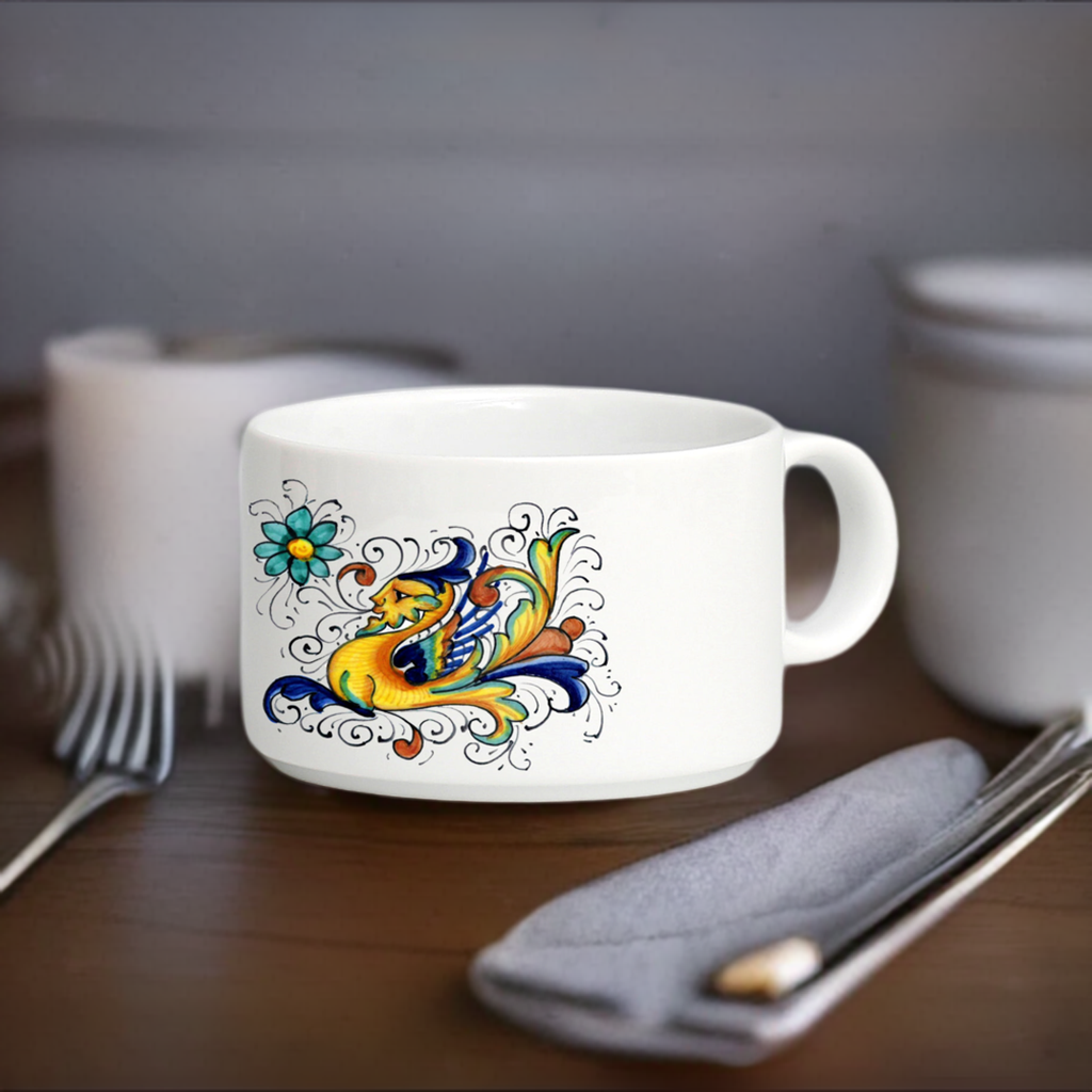 SUBLIMART: Porcelain Coffee/Tea Cup Deruta Style (Design #DER03)
