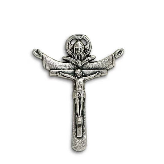 CHRISTIAN CANDLE: White Ceramic Cube Candle with Silver Metal Crucifix (10 Oz) – First Communion or Confirmation Gift