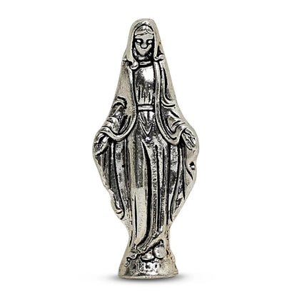 CHRISTIAN CANDLE: Deruta White Ceramic Flared Round Soy Wax Candle with Virgin Mary Ornament (11 oz)