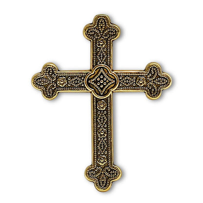 CHRISTIAN CANDLE: Square Frosted Glass Soy Candle with Antique Gold or Silver Cross Ornament – 18 oz Religious Gift